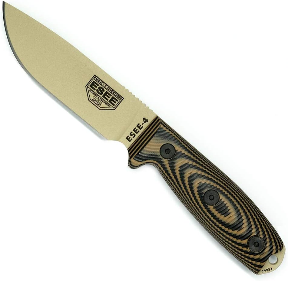 esee 4 fixed blade knife 3d countoured handle 1095 carbon steel bushcraft