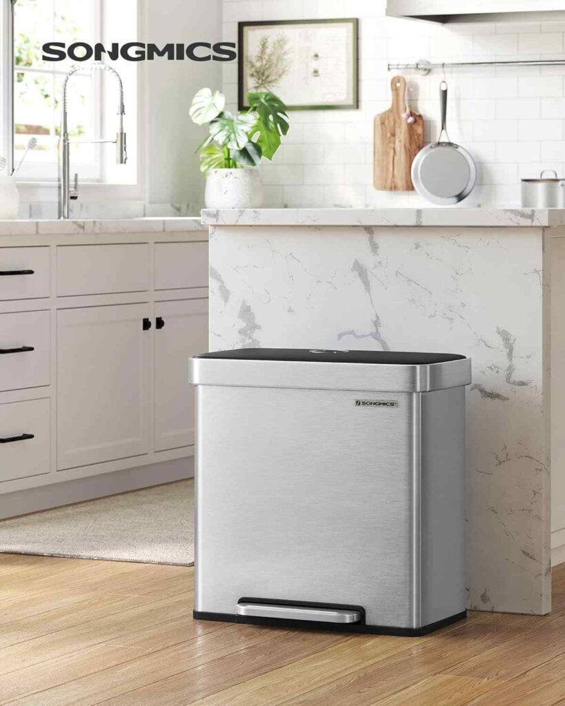 songmics kitchen trash can 16 gallon soft close